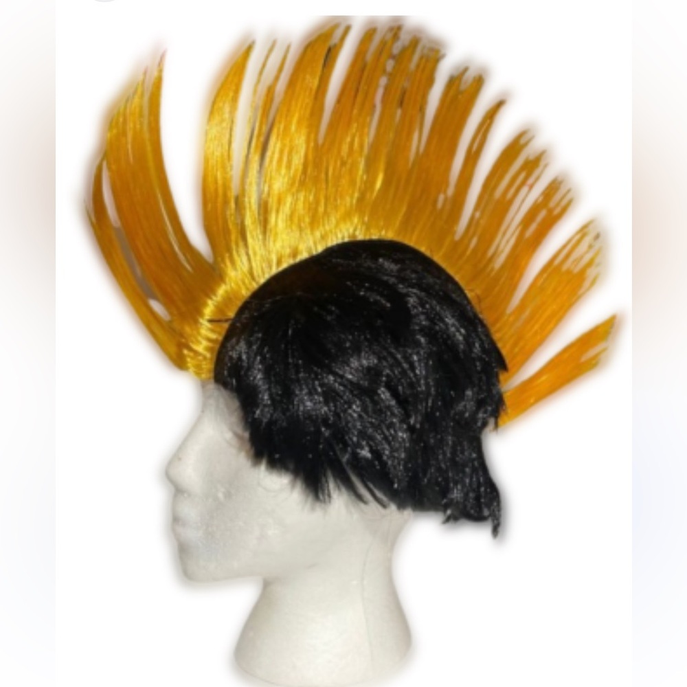 Yellow and Black Mohawk Wig NEW Halloween costume punk rocker